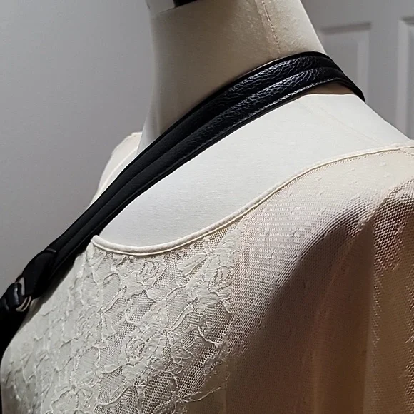 Tignanello Black Leather Bikercore Bohemian Hobo Shoulder Bag Satchel PurseTote - Picture 6 of 16